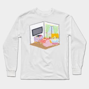 Riraku-chan the Relaxing kitten's Gamer home Long Sleeve T-Shirt